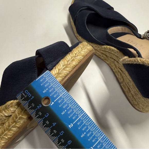 Stuart Weitzman Navy Wedge Sandals - Picture 10 of 10
